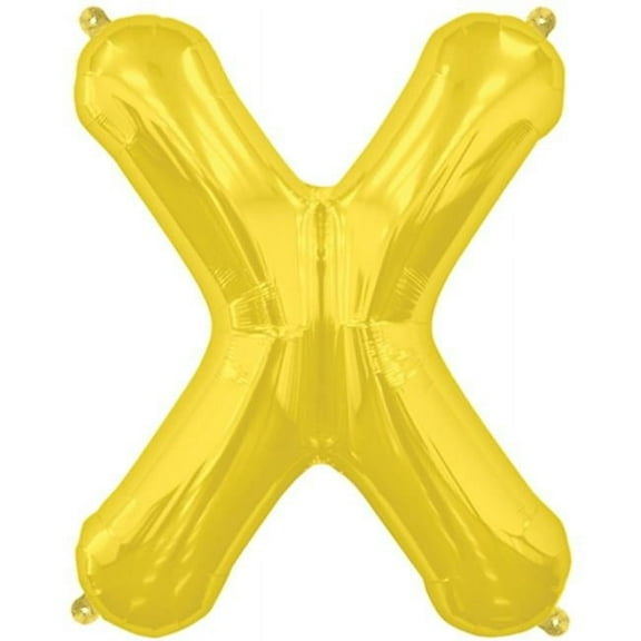 16 inch Letter X - Northstar - Gold (Air-Fill Only) Foil Mylar Balloon - Party Supplies Decorations