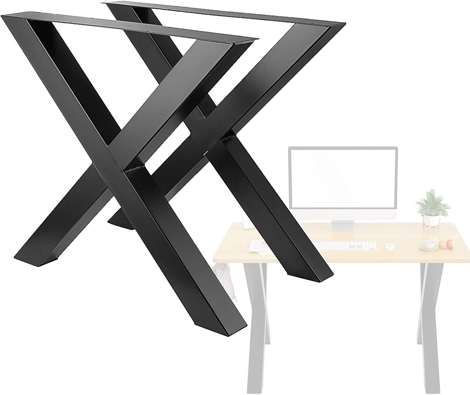 16 inch Metal Table Legs,2PCS Heavy Duty Coffee Table Legs,X Frame