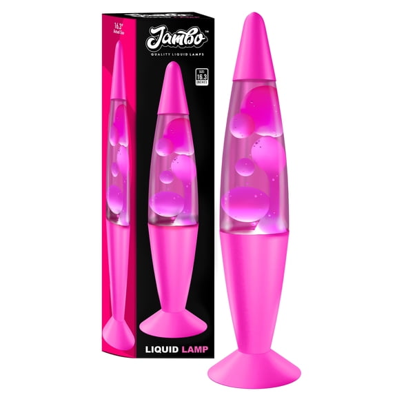 16 inch Motion Lamp with Pink Base / Pink Liquid White Wax