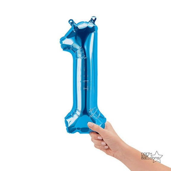 16 inch Number 1 - Northstar - Blue (Air -Fill Only) Foil Mylar Balloon - Party Supplies Decorations
