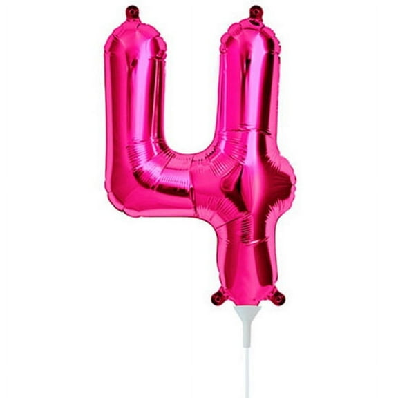 16 inch Number 4 - Northstar - Magenta (Air -Fill Only) Foil Mylar Balloon - Party Supplies Decorations