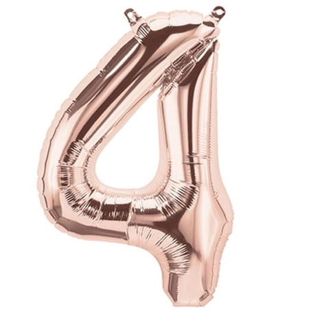 16 inch Number 4 - Northstar - Rose Gold (Air -Fill Only) Foil Mylar Balloon - Party Supplies Decorations