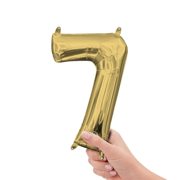 16 inch Number 7 - Anagram - White Gold (Air-Fill Only) Foil Mylar Balloon - Party Supplies Decorations