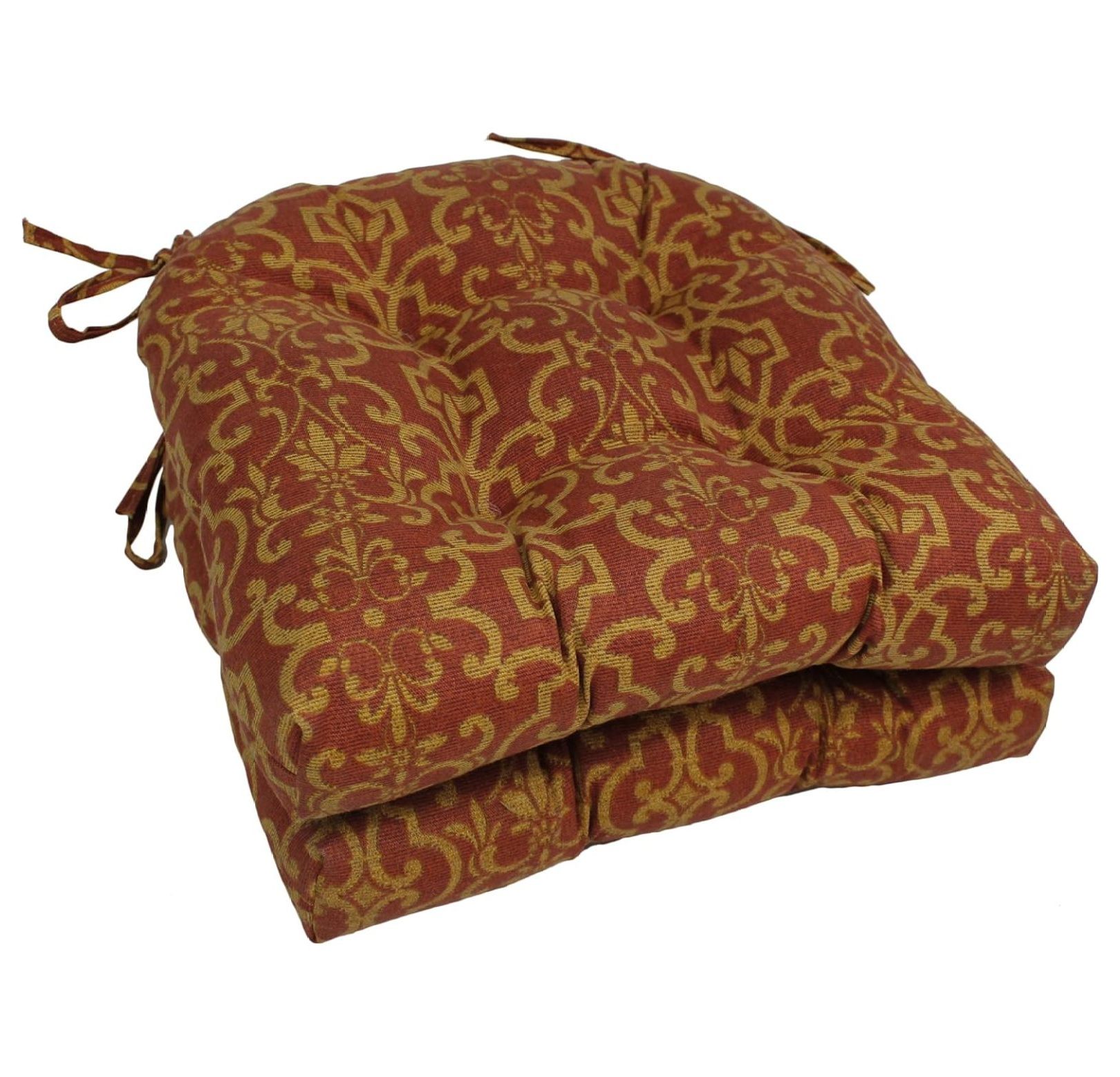16inch Outdoor Rounded Back Chair Cushion, 16" x 16", Vanya Paprika 2