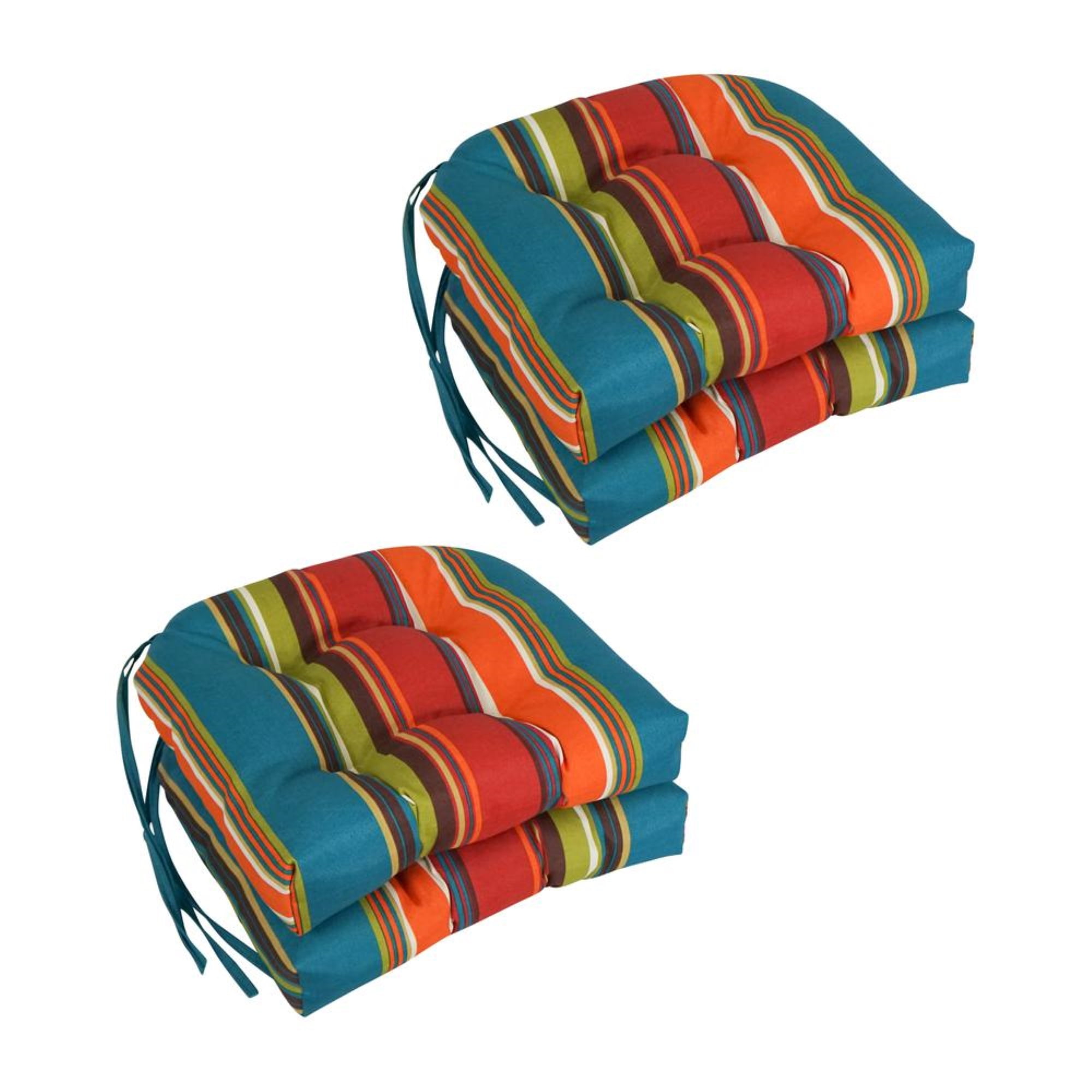 16-inch Outdoor Spun Polyester U-shaped Tufted Chair Cushions (Set of 4)