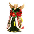 thumbnail image 1 of Santa's Workshop Green and Red Poinsettia Angel Christmas Tree Topper 16 Inch, 1 of 1