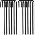 thumbnail image 1 of 16 inch Rebar Stakes J Hook Heavy Duty Galvanized Metal Stakes for Ground Barrel Soil Tent Swing Set Anchors Fence Stakes Curved Steel Plant Support Garden Stakes with Hooks(12in 16pk), 1 of 6