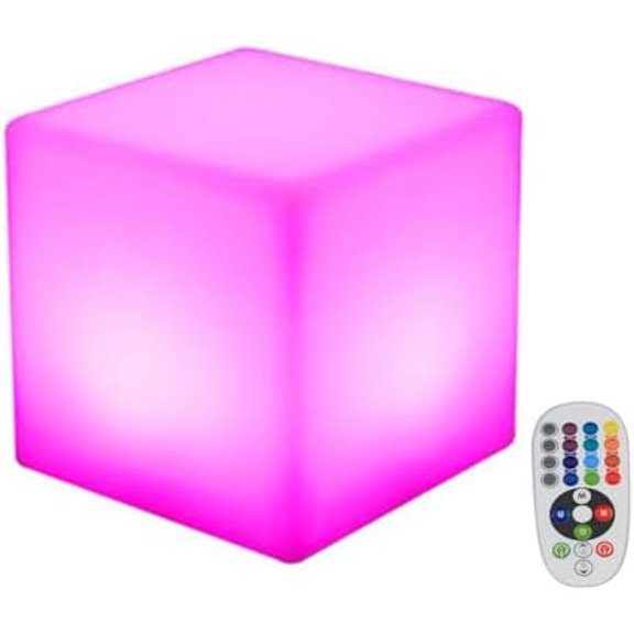 16-inch Rechargeable LED Light Cube Chair with Remote,Color Changing Stool,Indoor and Outdoor LED Seat for Home Garden Patio Party Decor$$Garden & Patio