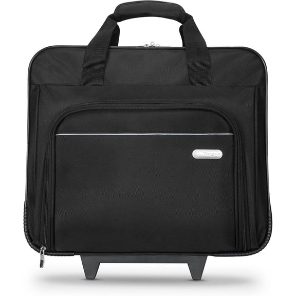 16 inch Rolling travel laptop case, Black - Travel briefcase and small rolling bag - Spacious foam padded laptop case 16"
