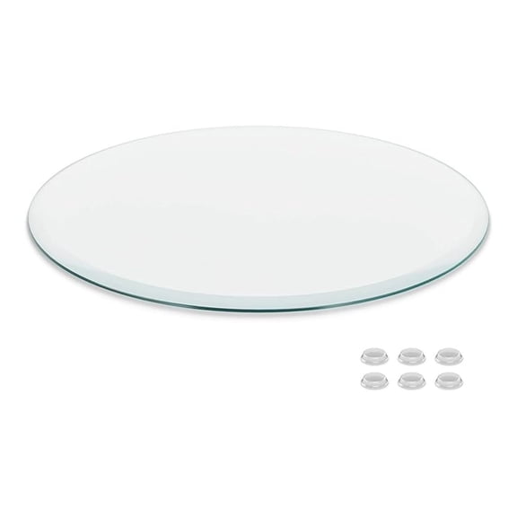 16 inch Round Glass Table Top - Clear Tempered Glass Surface Protector - Safe Beveled Edge - Coffee, Dining and End Table