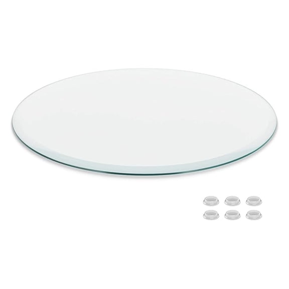 16 inch Round Glass Table Top - Clear Tempered Glass Surface Protector - Safe Beveled Edge - Coffee, Dining and End Table