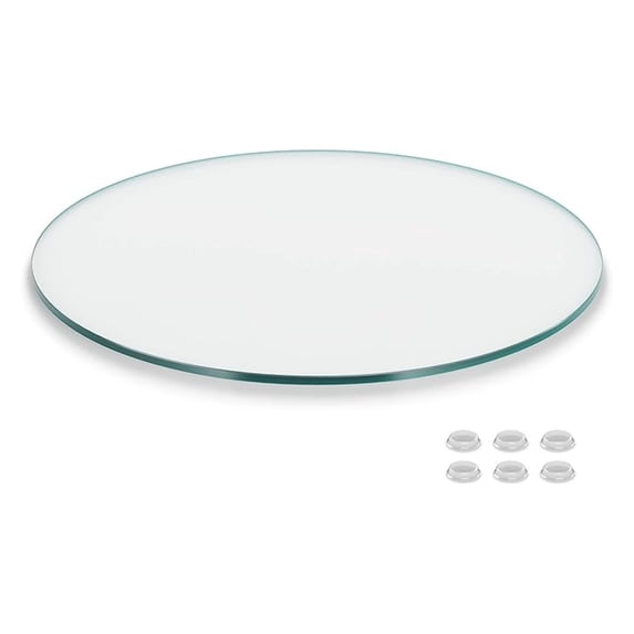 16 inch Round Glass Table Top - Clear Tempered Glass Surface Protector - Safe Flat Polished Edge - Coffee, Dining and End Table