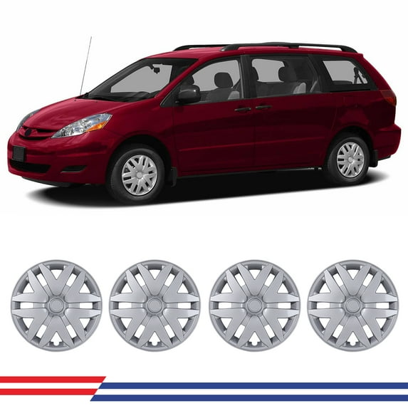 16 inch Set of 4 Hubcaps Wheel Rims Cover for 2004-2010 Toyota Sienna Snap-on Installation Lacquer