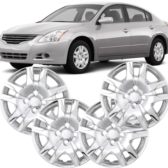 16 inch Set of 4 Hubcaps Wheel Rim Covers 2007 2008 2009 2010 2011 2012 Nissan Sentra,Bolt on Installation,Chrome
