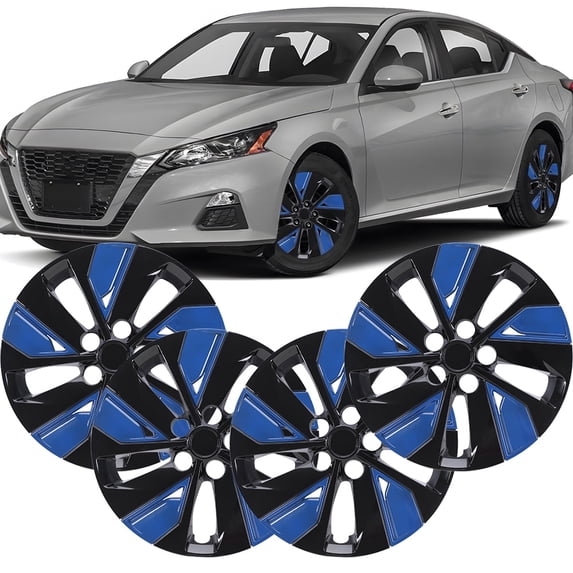 16 inch Set of 4 Wheel Covers Hubcaps Fits for Nissan Altima 2019-2025,Only Fit Iron Hub-Steel Wheel,Black Lacquer & Blue Lacquer