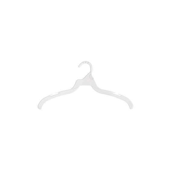 SSWBasics 16 inch Sloped Shoulder White Plastic Dress Hangers - Case of 250