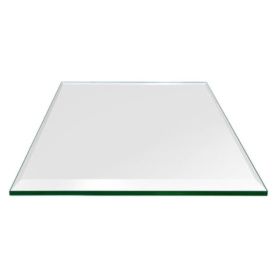 16 inch Square Glass Table Top - Tempered - 1/2" Thick Glass Surface, Safe Beveled Edge, Eased Corners, Multipurpose for Dining Table, Patio, Coffee and End Table