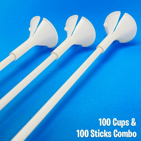 16 inch Standard Balloon Cups & Sticks (100 Pack) - Party Supplies Decorations
