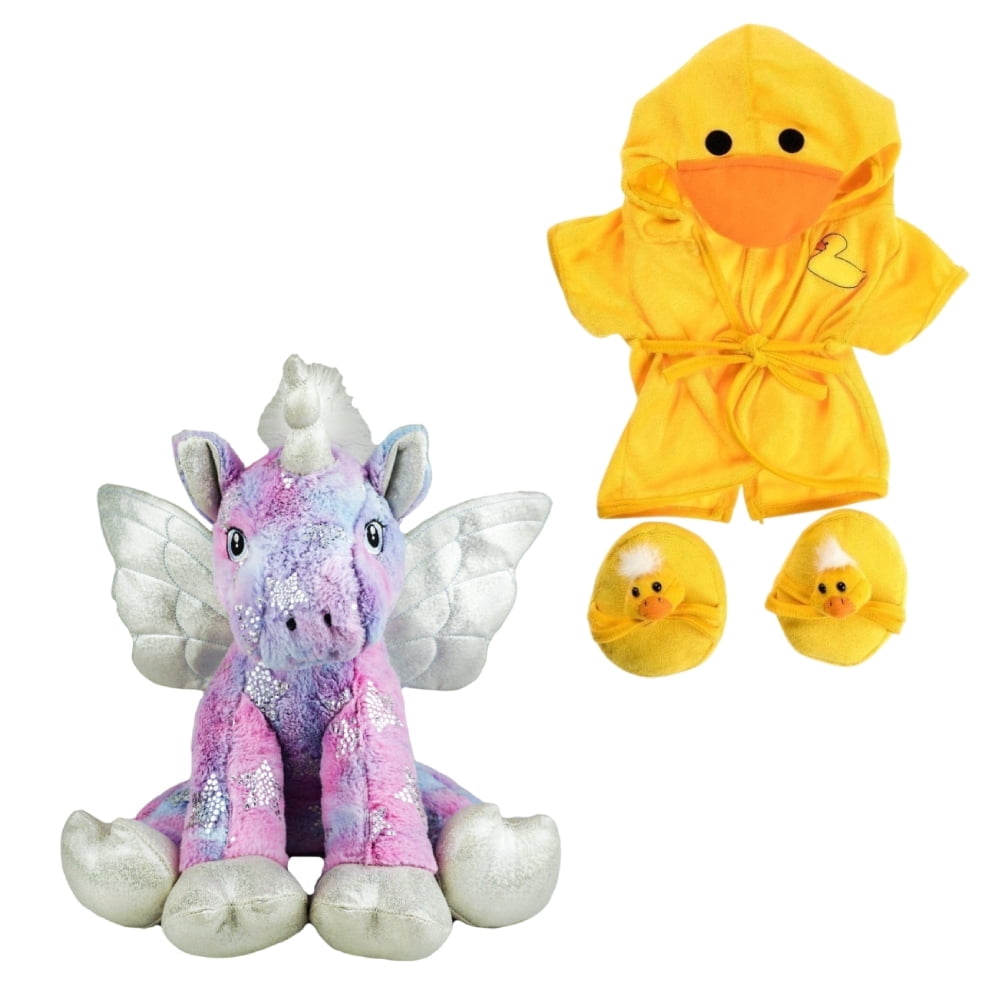 16 inch Stardust the Unicorn with Duck Robe Stuffed Animal Outfit ...