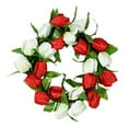 thumbnail image 1 of 16 inch Tulip Wreath Door Wreath, Artificial Flower Tulip Floral Twig Door Wreath Spring Autumn Wreath for Front Door Mother Day’s Wreath Thanksgiving Day New Year Wreath, 1 of 10