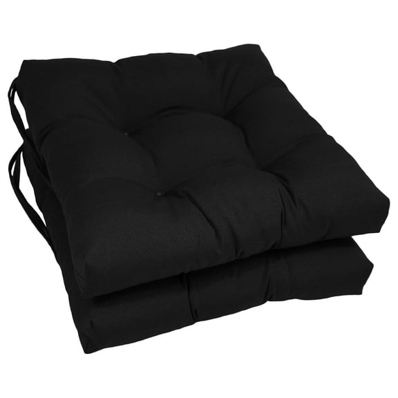 16-inch Twill Square Chair Cushion, 16" x 16", Black 2 Count
