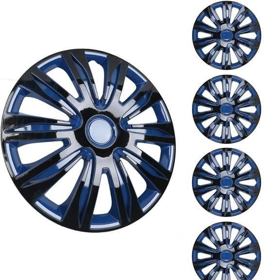 16 inch Universal Hubcap Wheels Cover Replacement for Car Truck SUV ABS&PC Hub Caps Accessories Set of 4,Black Lacquer & Blue Lacquer