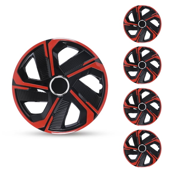 16 inch Universal Hubcaps for Steel Wheel Rims Cover,Snap On Car Truck SUV Wheel Rim Covers,Steel PP Material Set of 4(16 inch,Black Lacquer & Red Lacquer)