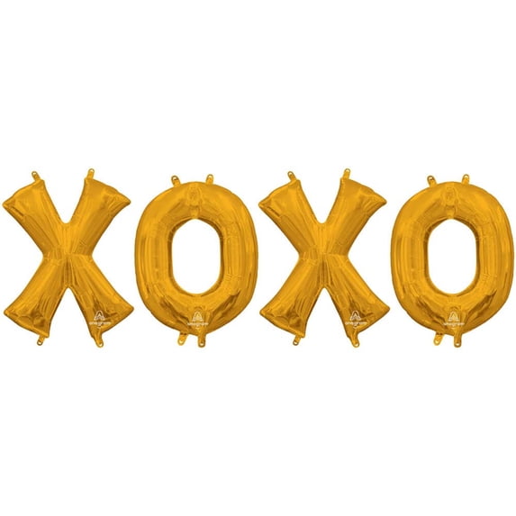 16 inch Xoxo - Letters Kit (Air-Fill Only) Foil Mylar Balloon - Gold - Party Supplies Decorations
