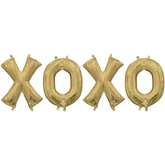 16 inch Xoxo - Letters Kit (Air-Fill Only) Foil Mylar Balloon - White Gold - Party Supplies Decorations