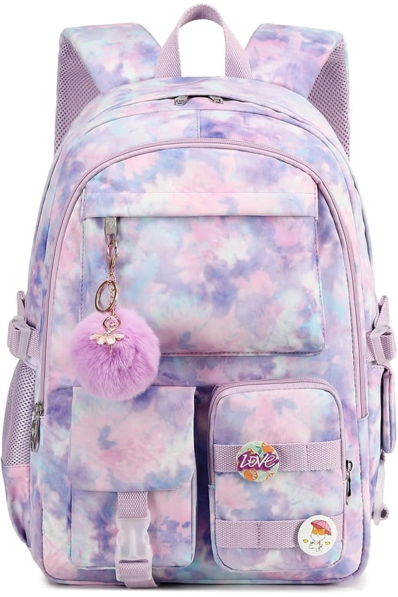 16-inch laptop backpack, university backpack, anti-theft travel casual daily backpack, cute bag, large-capacity colorful portable backpack, suitable for women(dye Purple)