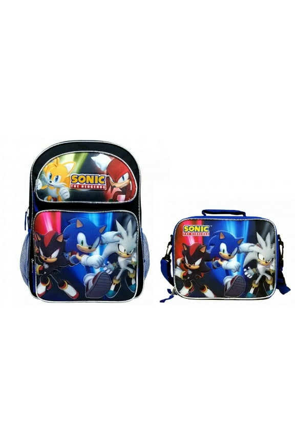 16 inches Sonic the Hedgehog Large Backpack Plus Matching Lunch Bag Set