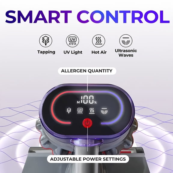 16 kPa High Power Handheld Vacuum Cleaner - 40000 RPM Motor with LED Display & 140F Hot Air Function for Mattresses, Carpets & Pet Hair - Wired Design, 20.29oz Dual Cup Fabric Vacuum