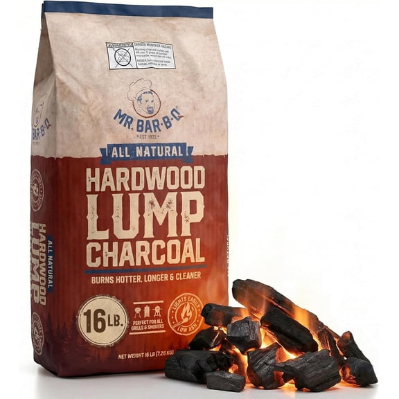 16 lb. All Natural Hardwood Lump Charcoal  - Premium Natural Charcoal for Grilling, BBQ, Smoking, Kamado & Kettle Grills - Burns Hotter & Longer - Smoky Flavor, Low Ash & Easy to Light