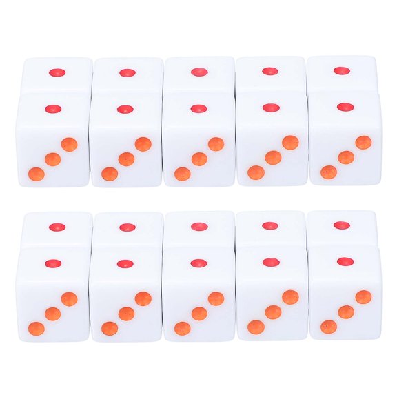 Uxcell 16 mm Dice 20Pcs Square Corner with Multicolor Pip White