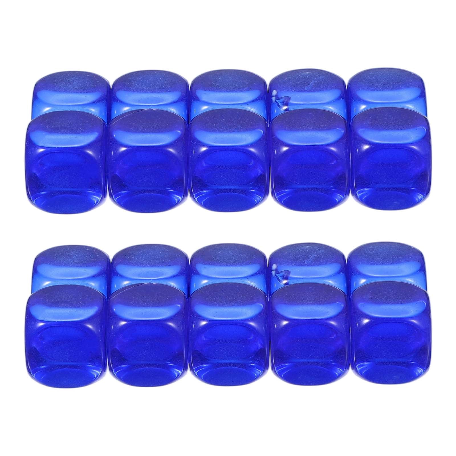 16 mm Clear Acrylic Dice Blank, 100 Pcs Rounded Corner Blank Dice with Smoothed Surface Six Sided for Board, Dark Blue