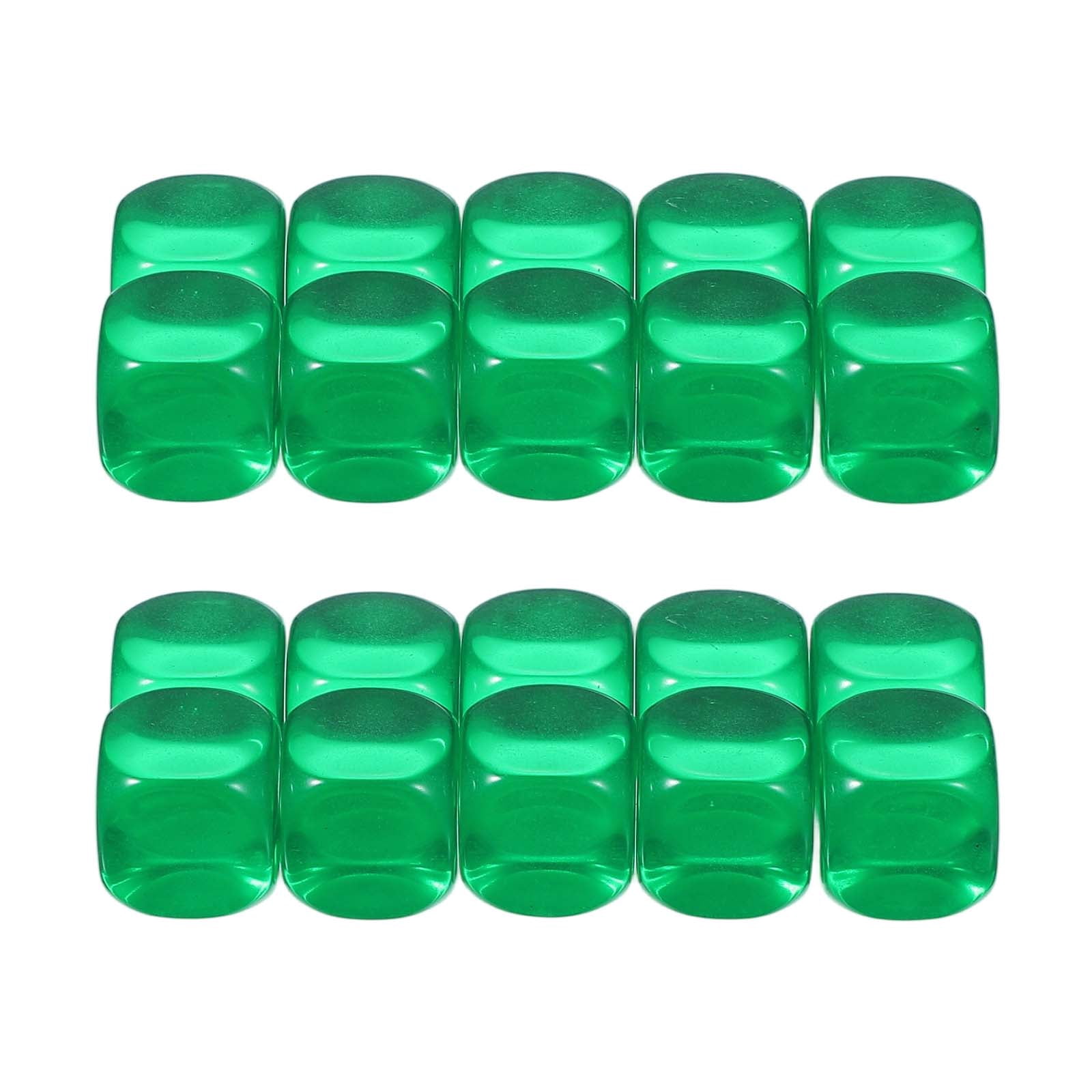 16 mm Clear Acrylic Dice Blank, 100 Pcs Rounded Corner Blank Dice with Smoothed Surface Six Sided for Board, Green
