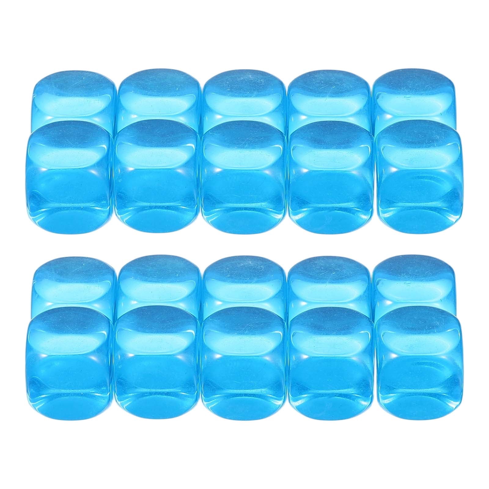 16 mm Clear Acrylic Dice Blank, 100 Pcs Rounded Corner Blank Dice with Smoothed Surface Six Sided for Board, Light Blue