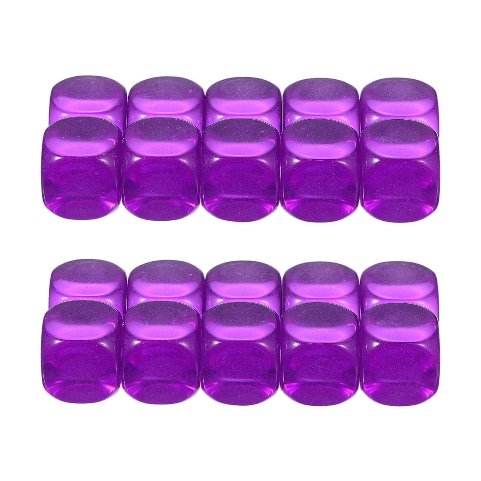 16 mm Clear Acrylic Dice Blank, 100 Pcs Rounded Corner Blank Dice with Smoothed Surface Six Sided for Board, Purple