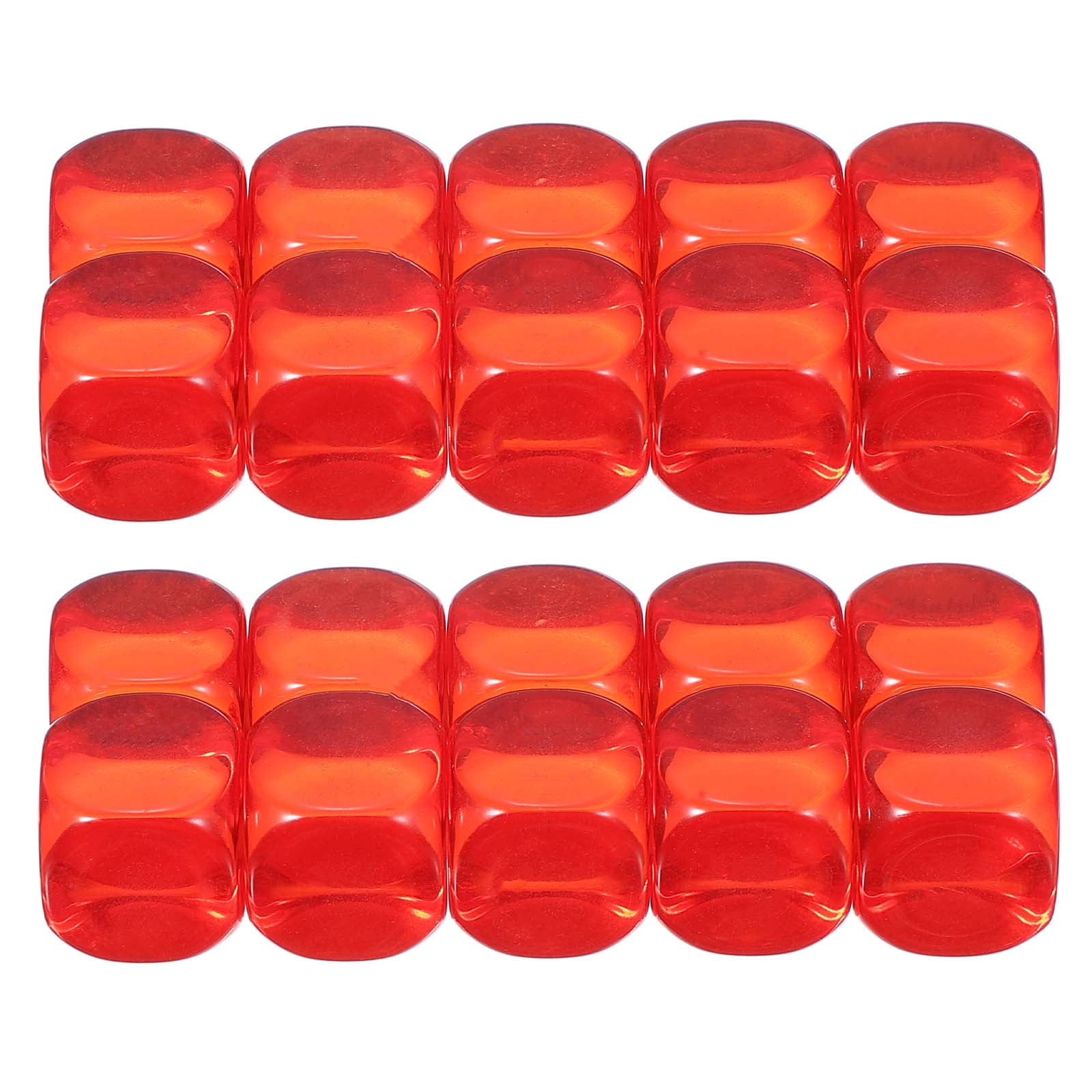 16 mm Clear Acrylic Dice Blank, 100 Pcs Rounded Corner Blank Dice with Smoothed Surface Six Sided for Board, Red
