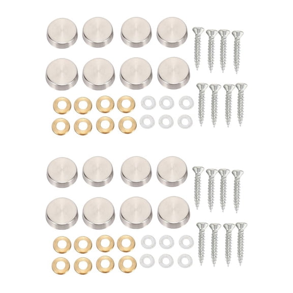 16 mm Stainless Steel Mirror Nails Screw Cap (16 Pieces),16 x mirror nails,silver