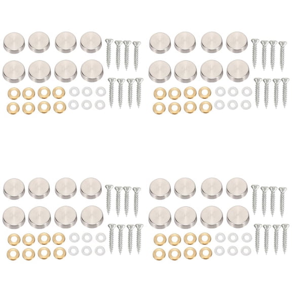16 mm Stainless Steel Mirror Nails Screw Cap (32 Pieces),32 x mirror nails,silver