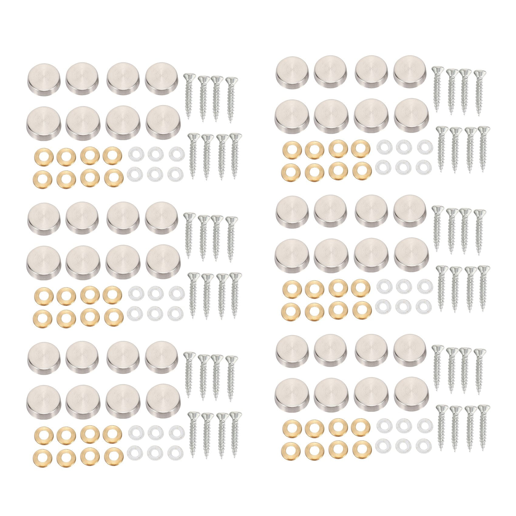 16 mm Stainless Steel Mirror Nails Screw Cap (48 Pieces)
