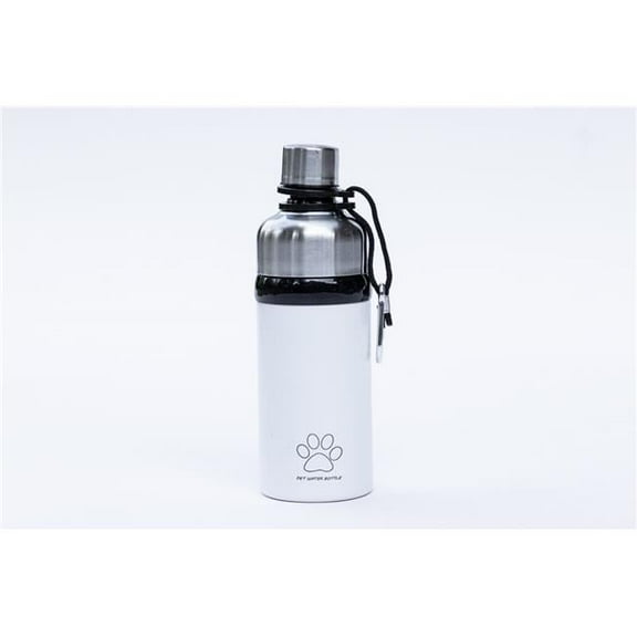 16 oz BPA Free Travel Water Bottle for Pets, Powder Coat White