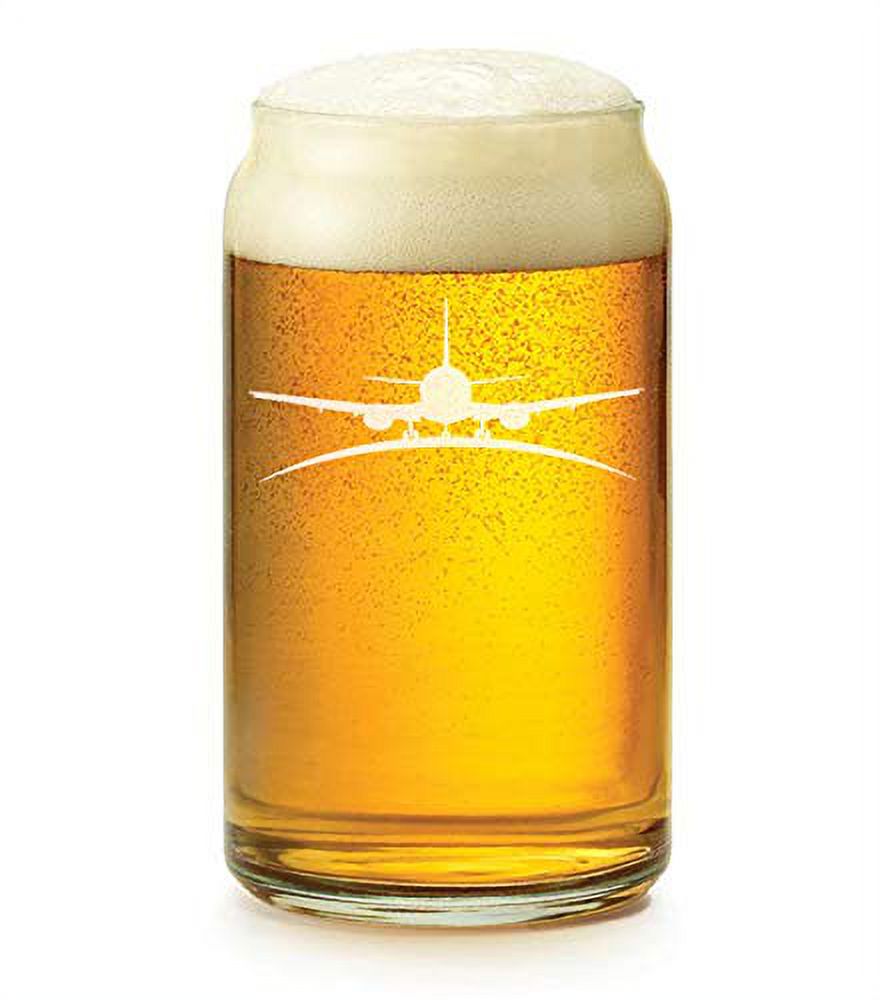 16 oz Beer Can Glass Airplane Pilot Flight Attendant
