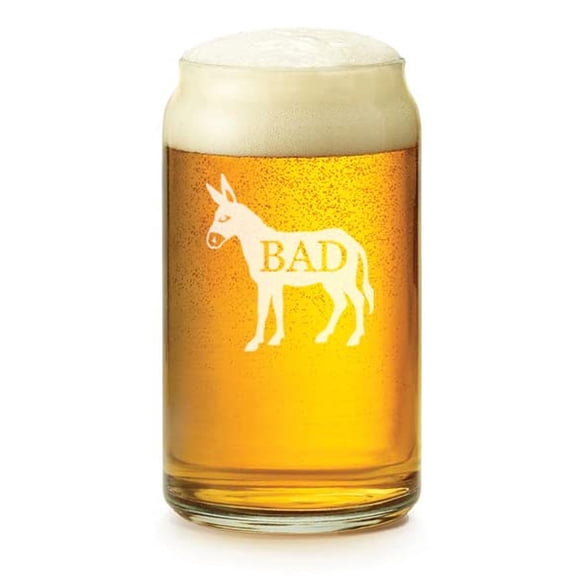 16 oz Beer Can Glass Bad Ass Donkey Funny