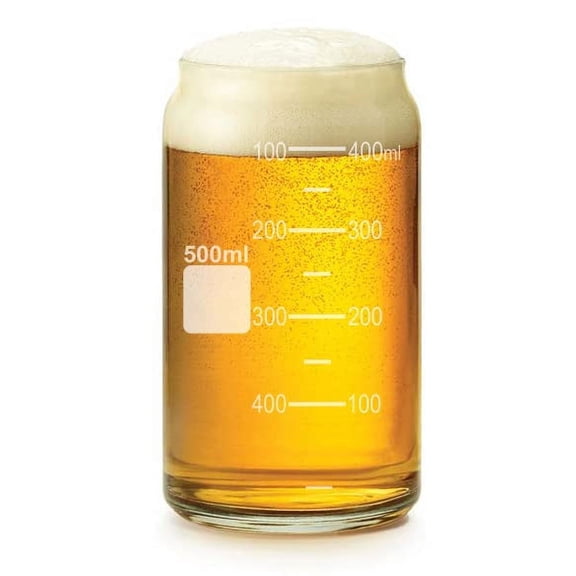 16 oz Beer Can Glass Beaker Style Measuring Cup 500 Milliliter mL Chemistry Gift, Science Gift
