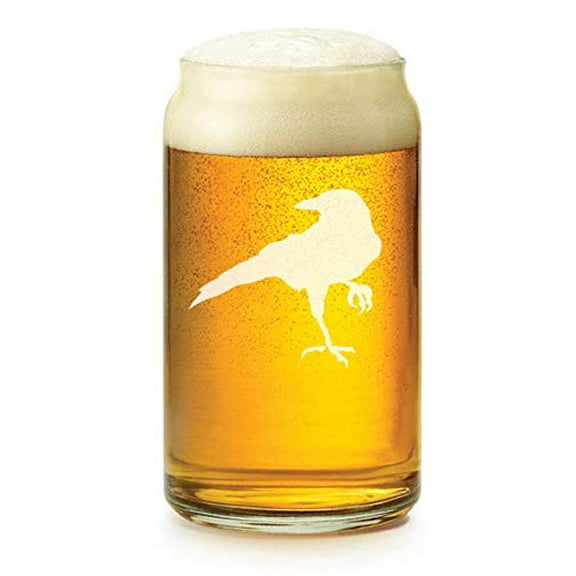 16 oz Beer Can Glass Crow Raven Blackbird