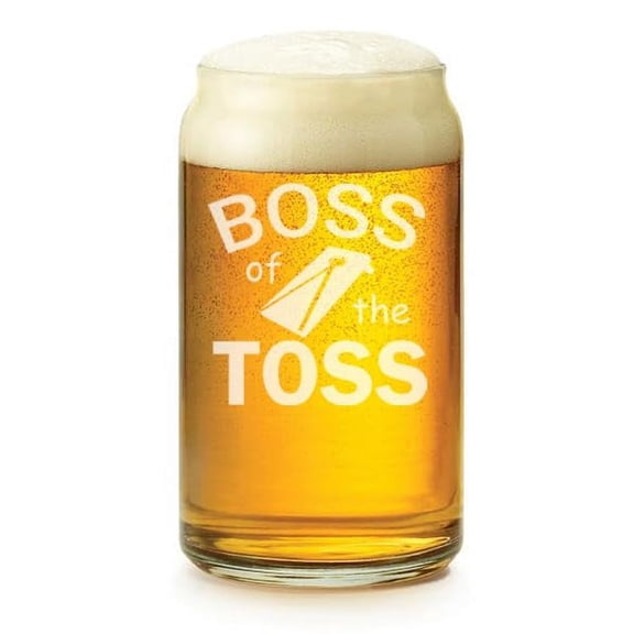 16 oz Beer Can Glass Gift Boss Of The Toss Cornhole