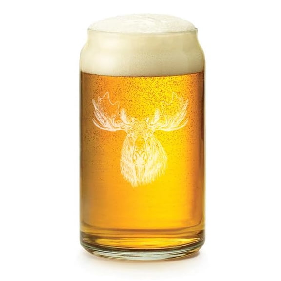 16 oz Beer Can Glass Gift Moose Head