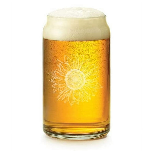 16 oz Beer Can Glass Gift Sunflower